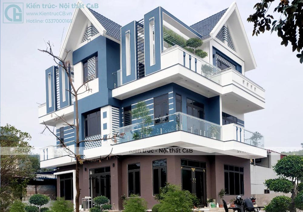 Thi công mẫu biệt thự hiện đại 2 tầng 1 tum nhà anh Hưng - Phú Thọ