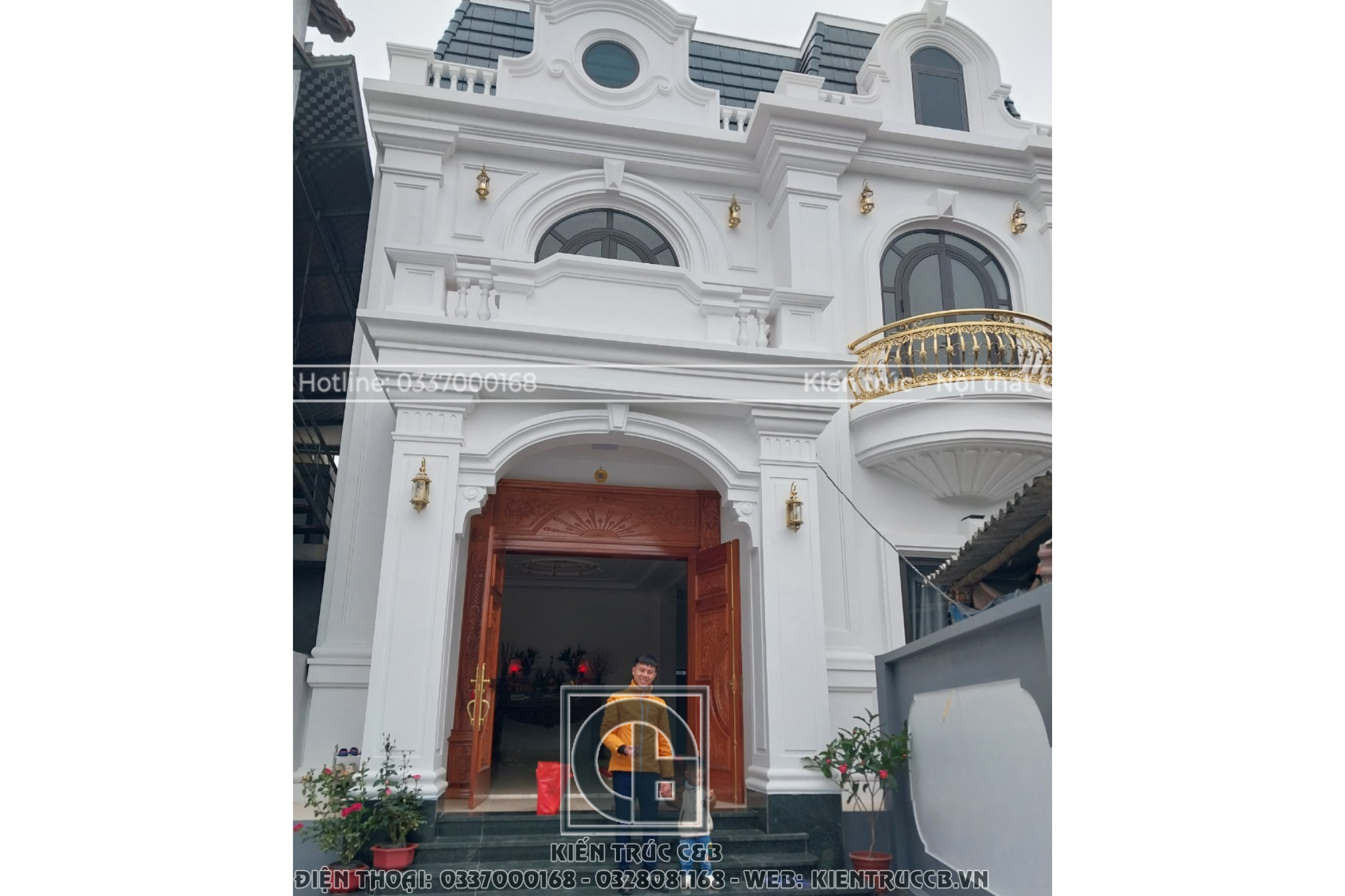 Hoàn thiện mẫu biệt thự tân cổ mái hộp sang trọng, tinh tế trong ở Vĩnh Phúc