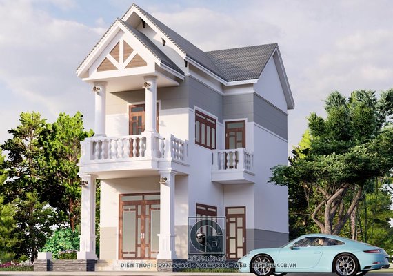 Mẫu thiết kế biệt thự 2 tầng mái Thái 90m2