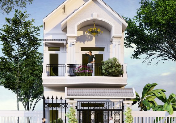 Mẫu thiết kế biệt thự phố 2 tầng mái Thái ấn tượng