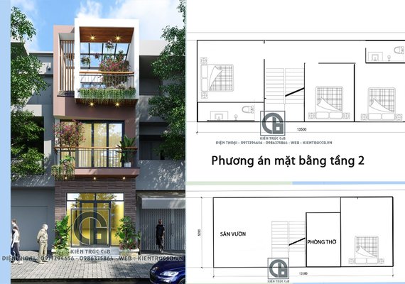 Tư vấn thiết kế nhà ống 2 tầng 1 tum