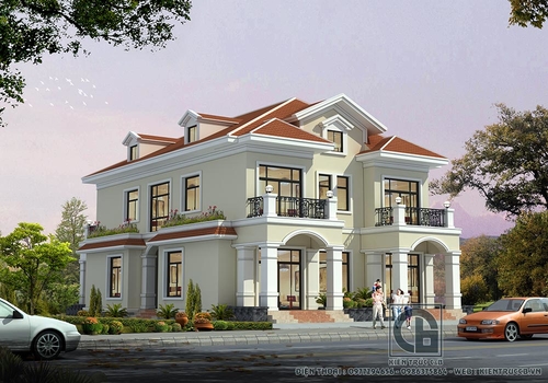 Mẫu biệt thự 2 tầng mái Thái thiết kế theo phong cách tân cổ ấn tượng nhất