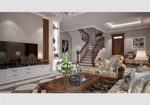 Thiết kế nội thất tân cổ điển cho Phòng khách thêm lung linh