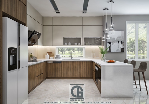 Mẫu thiết kế nội thất phòng bếp hiện đại đẹp mắt cho căn hộ chung cư, biệt thự