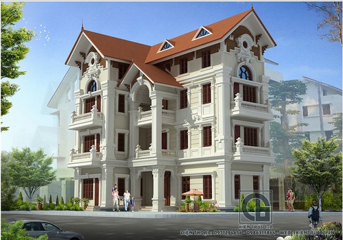 Mẫu biệt thự tân cổ 4 tầng mái Thái với nét đẹp hiện đại mà cổ kính