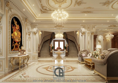 Công trình nội thất tân cổ điển biệt thự nhà anh Tiến-Phố Nối, Hưng Yên