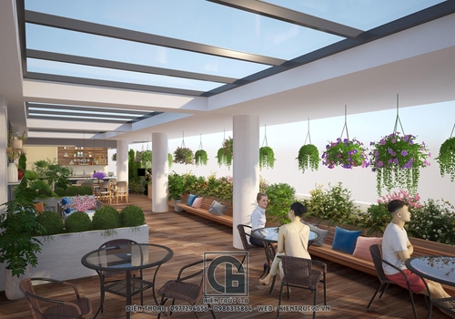 Mẫu thiết kế nội thất quán cà phê phong cách hiện đại