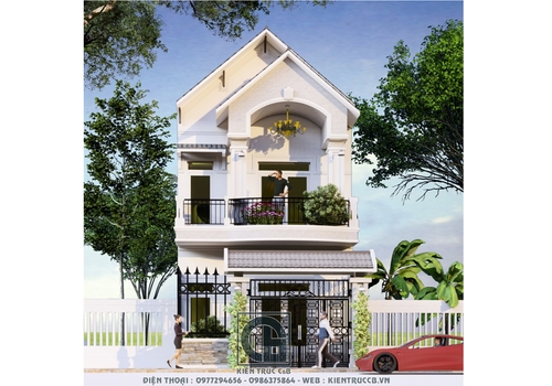 Mẫu thiết kế biệt thự phố 2 tầng mái Thái ấn tượng