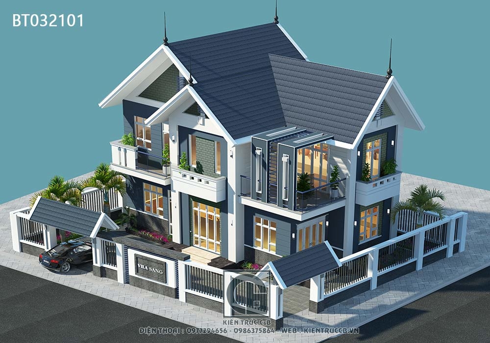 Thiết kế biệt thự 3 tầng mái Thái hiện đại  Chủ đầu tư chị Hà
