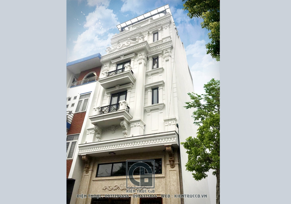 Hoàn thiện công trình nhà phố 5 tầng tân cổ của ông Tuyên tại Long Biên