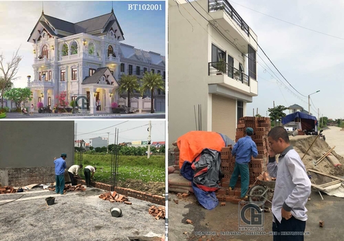 Hình ảnh thi công mẫu thiết kế biệt thự tân cổ điển 3 tầng (Anh Phương - Ninh Bình)