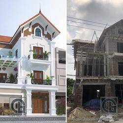 Tiến độ công trình biệt thự 3 tầng tân cổ điển tại Ninh Bình