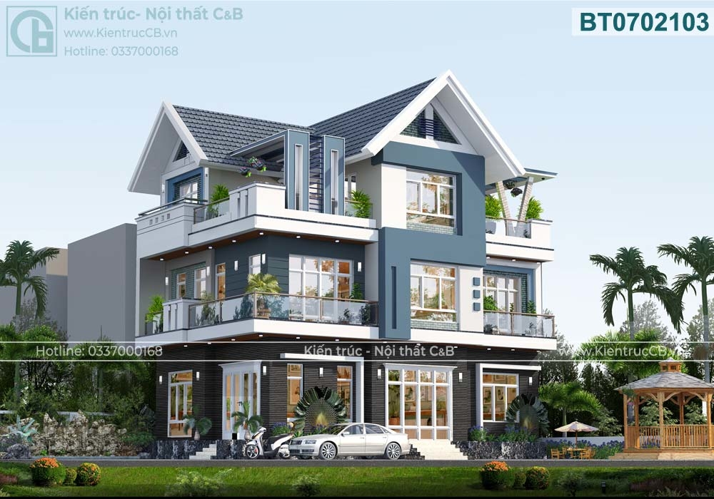 Mẫu nhà 3 tầng hiện đại 2 mặt tiền đẹp CĐT bà Thảo  Thanh Hóa NP31385