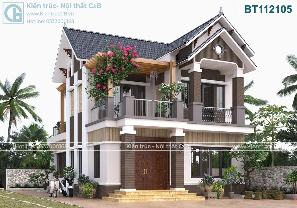 Mẫu nhà biệt thự đẹp hiện đại 2 tầng với nét đẹp giản dị ở vùng quê Thái Bình