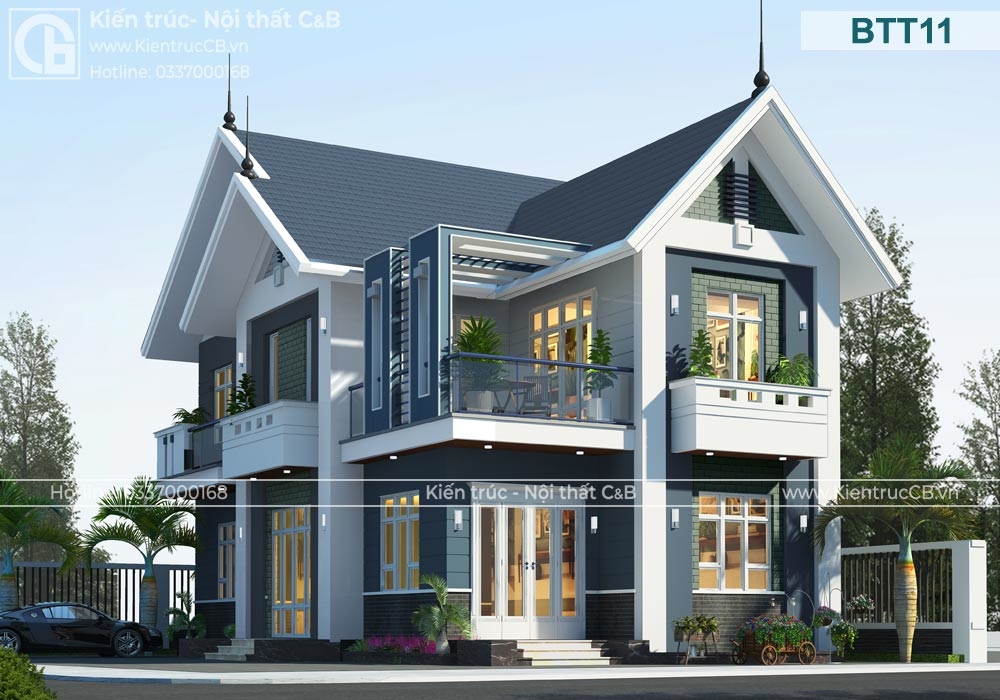 Biệt thự mái thái hiện đại 3 tầng đẹp tại Hà Nội  ACHI 32116