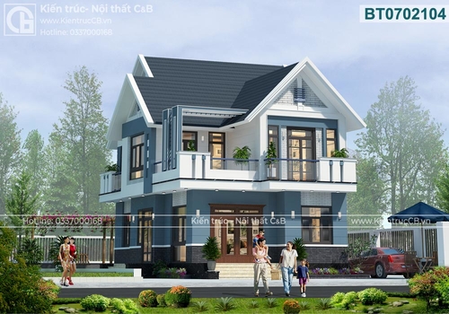 Mẫu thiết kế biệt thự mái Thái 2 tầng theo phong cách hiện đại (MSP: BH130801)
