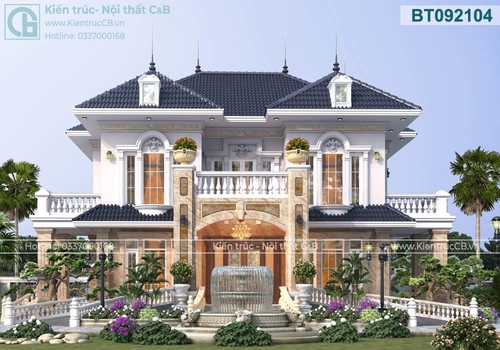 Ngắm nhìn nét đẹp thanh lịch, sang trọng trong mẫu biệt thự tân cổ đẹp ở Thái Nguyên (MSP: BT092104)