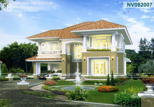 Mẫu biệt thự vườn hiện đại mái Nhật (MSP: NV082007)
