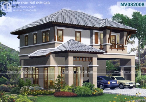 Mẫu biệt thự vườn 2 tầng mái Nhật (MSP: NV082008)