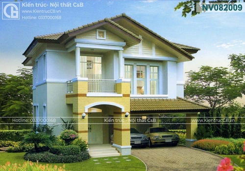 Mẫu nhà vườn đẹp 2 tầng mái Thái (MSP: NV082009)