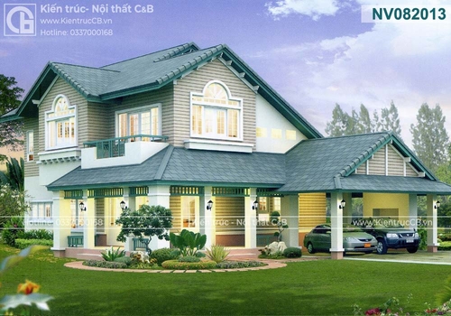 Mẫu biệt thự vườn 2 tầng ấn tượng (MSP: NV082013)