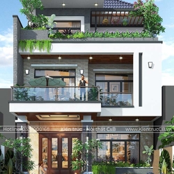 Mẫu biệt thự phố 3 tầng mái Nhật phong cách tân cổ điển nhẹ nhàng ở Thành phố Cao Bằng (MSP: 0702101)