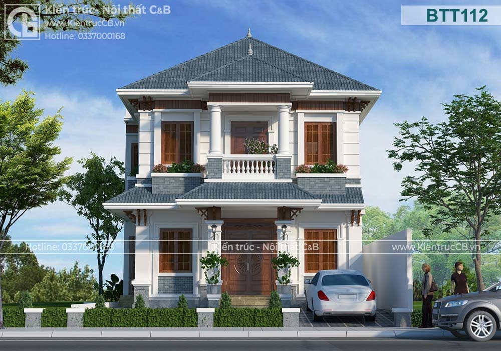 Thiết kế biệt thự hiện đại 2 tầng mái Thái - Chương Mỹ, Hà Nội