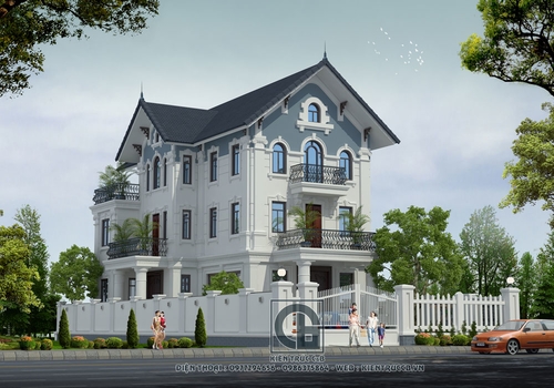 Thiết kế biệt thự tân cổ mái Thái nhẹ nhàng nhưng tinh tế