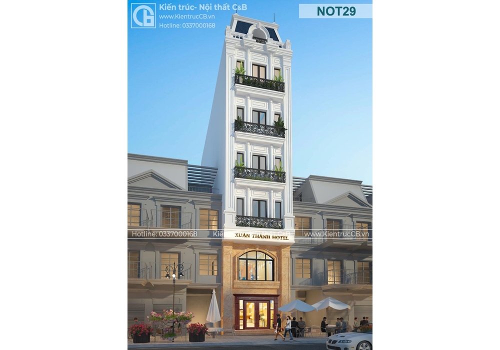 Xuân Thành Hotel - Mẫu thiết kế nhà phố cho thuê 6 tầng tân cổ điển