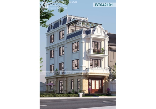 Mẫu thiết kế biệt thự 3 tầng 1 tum tân cổ điển (MSP: BT042101)