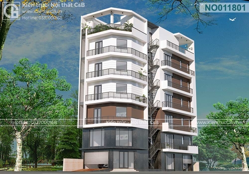 Mẫu thiết kế nhà lô phố hiện đại 7 tầng - Vẻ đẹp năng động và cuốn hút