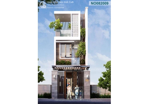 Mẫu nhà ống 3 tầng phong cách hiện đại (MSP: NO082009)