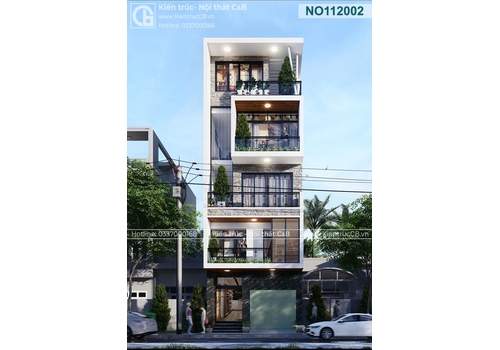 Mẫu nhà ống đẹp 5 tầng kết hợp cho thuê (MSP: NO112002)