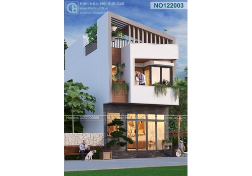 Mẫu nhà ống 3 tầng đẹp mái lệch (MSP: NH140601)