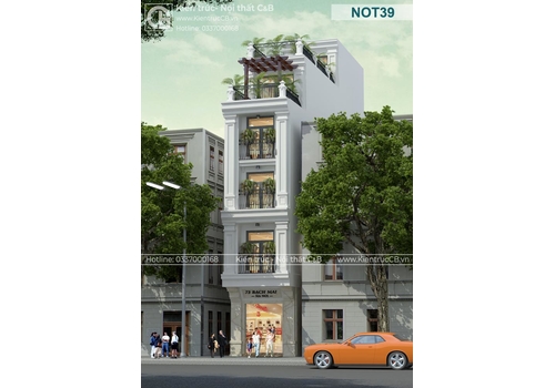 Thiết kế nhà ống 6 tầng kiến trúc tân cổ sang trọng quý phái