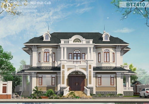 Mẫu biệt thự 2 tầng phong cách tân cổ mới nhất năm 2019