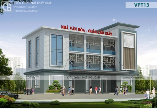 Mẫu kiến trúc building Nhà văn hóa Quận Cầu Giấy (Phương án 1) phong cách tân cổ điển