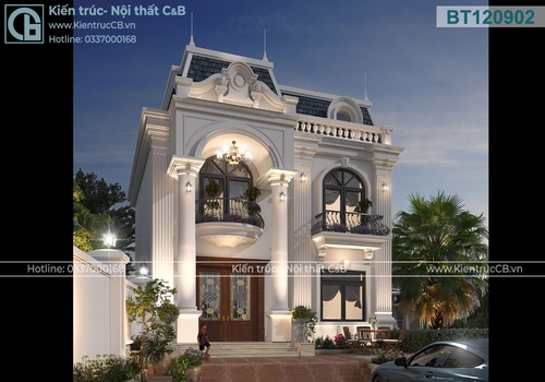 Nét đẹp sang trọng, tinh tế trong mẫu biệt thự tân cổ mái hộp ở Vĩnh Phúc