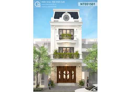 Nhẹ nhàng trong mẫu nhà phố 3 tầng tân cổ mặt tiền 5m ở Hải Dương