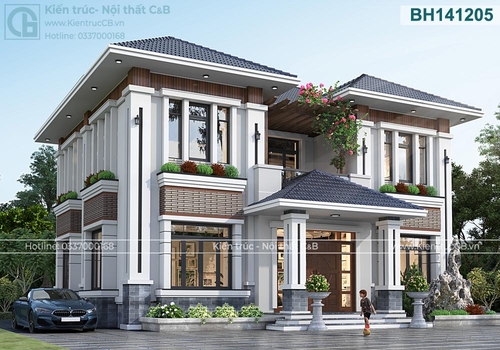 Ấn tượng với mẫu biệt thự hiện đại 2 tầng kết hợp mái Nhật đẹp