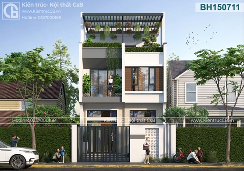 Hiện đại, tươi mới trong mẫu biệt thự 2 tầng 1 tum ở Thanh Hóa