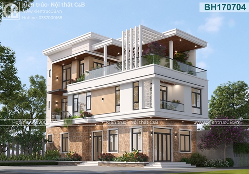 Mẫu thiết kế biệt thự hiện đại 3 tầng đơn giản nhưng sang trong và tinh tế