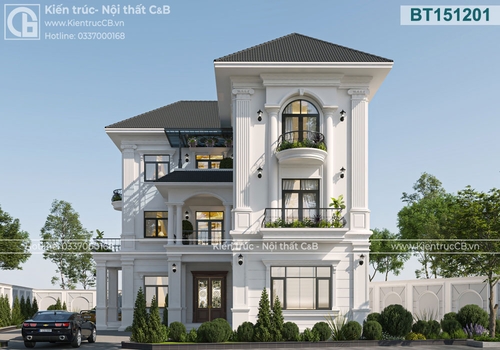 Mẫu thiết kế biệt thự 3 tầng tân cổ điển ấn tượng, thanh lịch