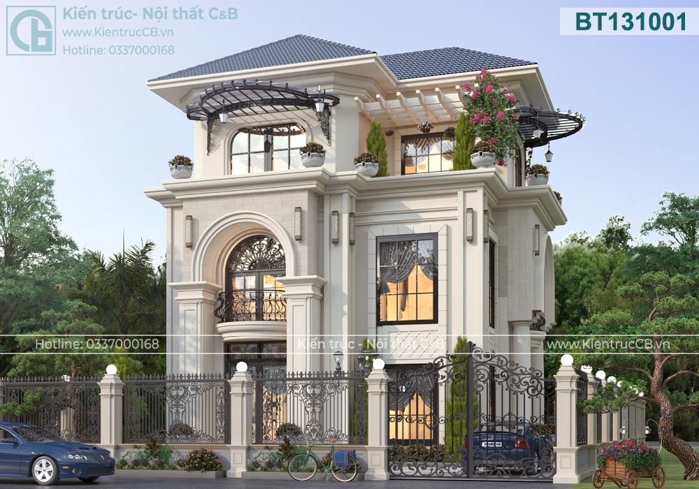 Thiết kế mẫu biệt thự tân cổ 3 tầng đẹp tại Bắc Giang