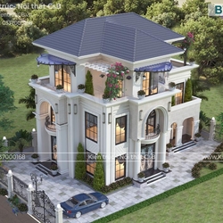 Thiết kế mẫu biệt thự tân cổ 3 tầng đẹp tại Bắc Giang