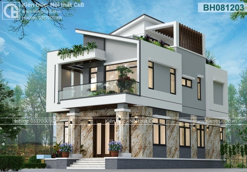 Công trình biệt thự 2 tầng hiện đại của gia đình anh Mạnh tại Đông Anh