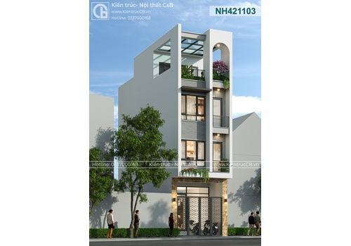 Mẫu nhà phố hiện đại 4 tầng với hai phương án thiết kế ấn tượng