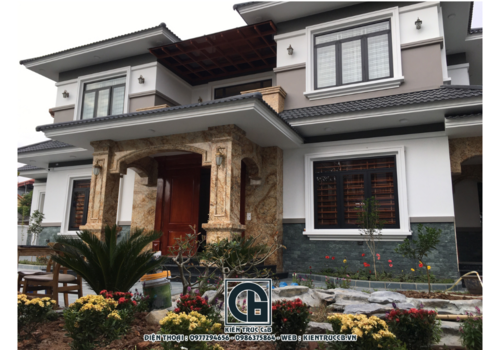 Hoàn thiện mẫu biệt thự 2 tầng mái Nhật hiện đại sang trọng ở Sóc Sơn