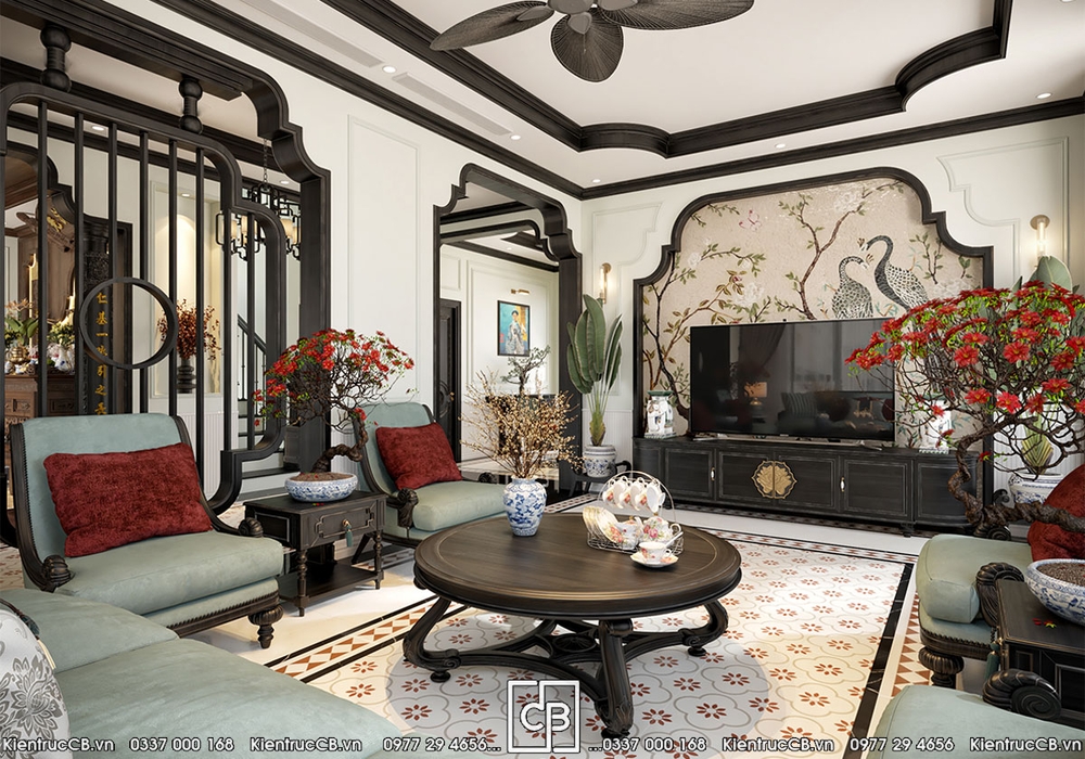 Thiết Kế Nội Thất Biệt Thự Phong Cách Truyền Thống Á Đông Đẳng Cấp