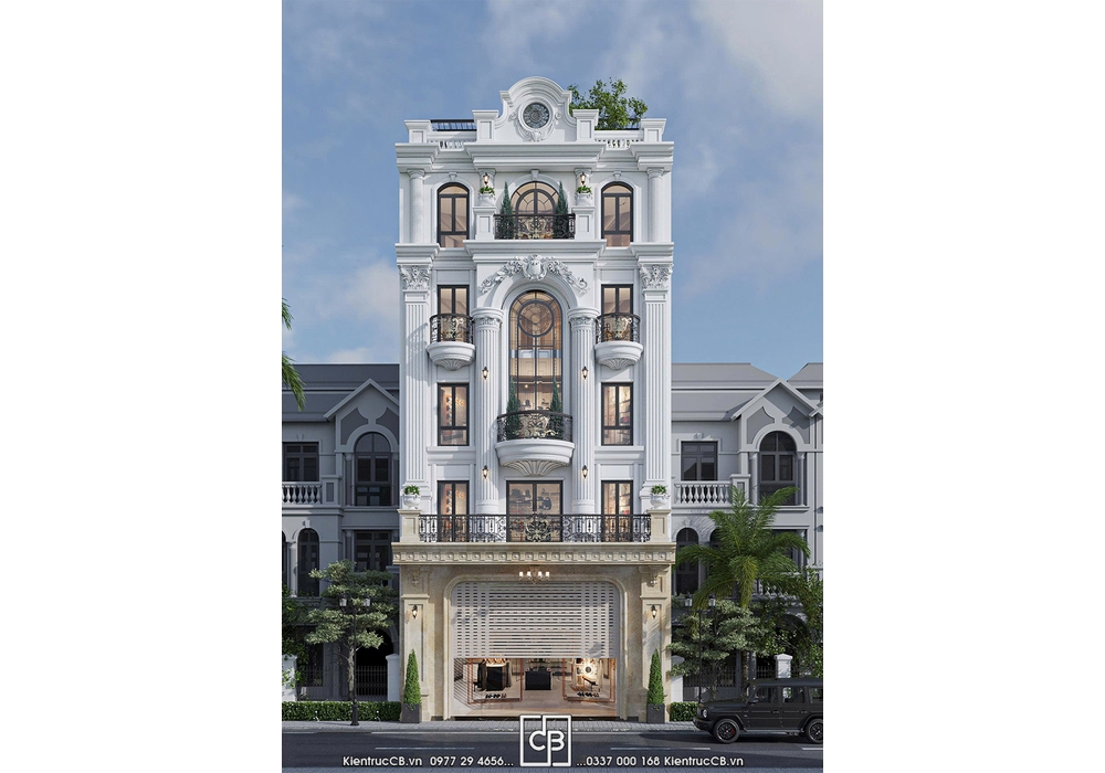 Mẫu Thiết Kế Nhà Phố Tân Cổ Điển Kết Hợp Kinh Doanh Sang Trọng